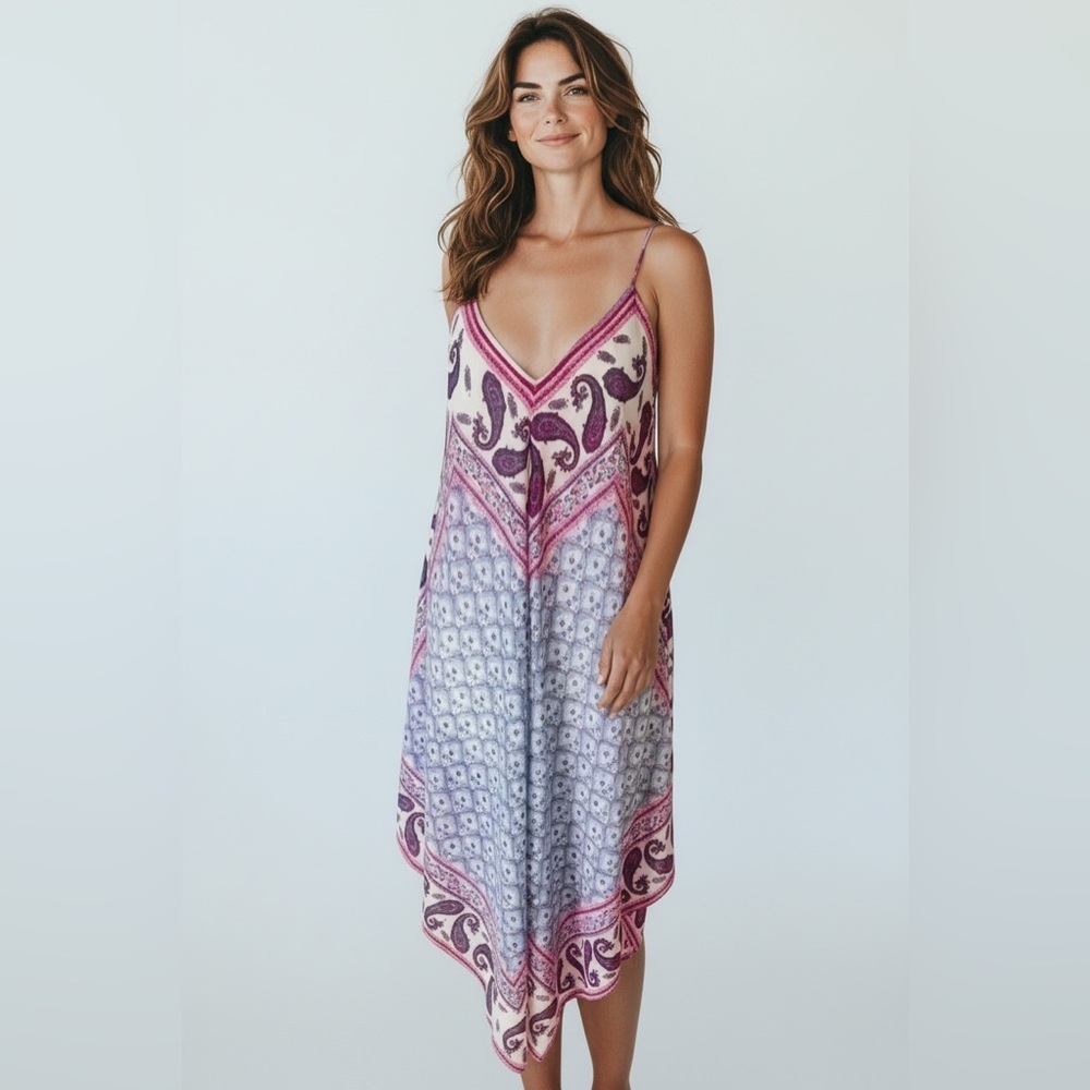 JOLT  sleeves scarf style sundress XL. Fully lined.  Paisley print. Exc cond